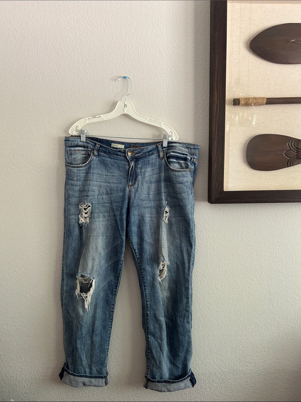 Kut from the Kloth boyfriend Distressed Blue Women’s Jeans Sz 16